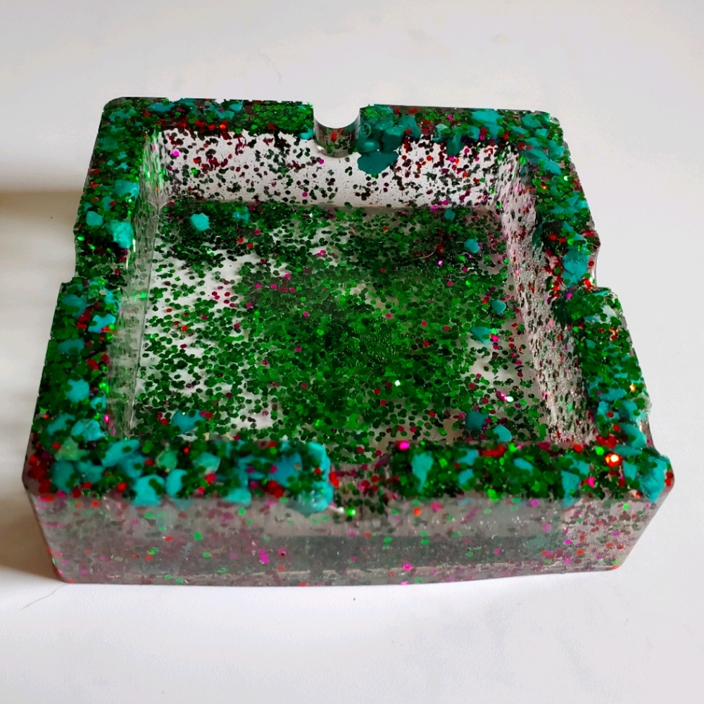 Resin Sparkle Green Ash Tray